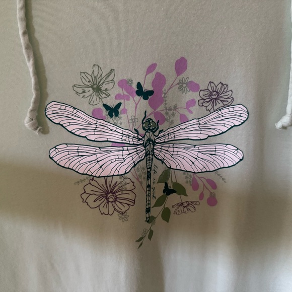 Life Is Good Women's Sage Green Dragonfly Hoodie Top - Picture 4 of 5